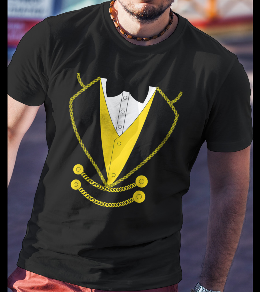 Ringmaster Costume Kids Circus Showman Outfit Black Yellow Tuxedo Bow Tie T-Shirt