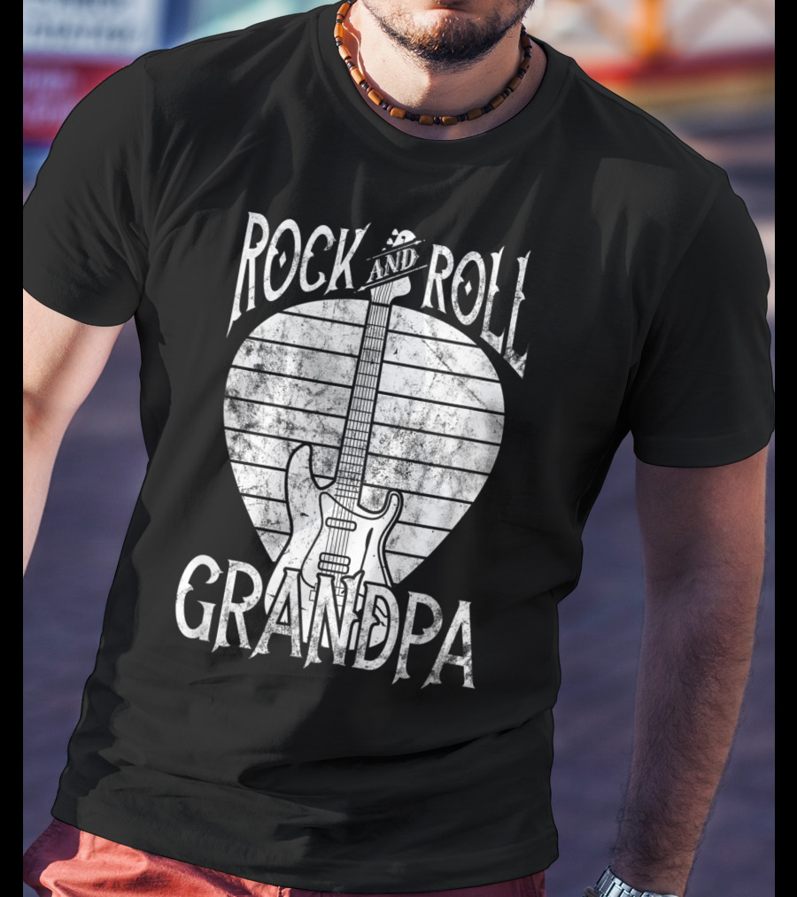 Rock And Roll Grandpa Vintage Guitar Player Iconic T-Shirt