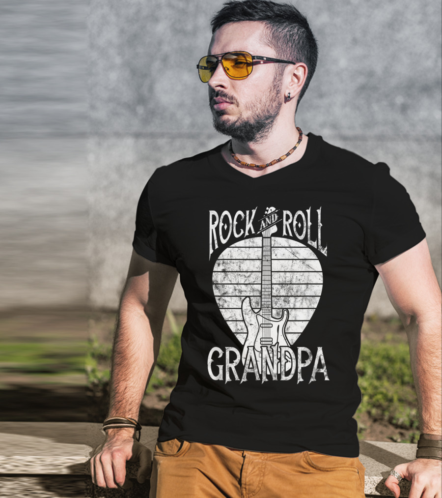 Rock And Roll Grandpa Vintage Guitar Player Iconic T-Shirt