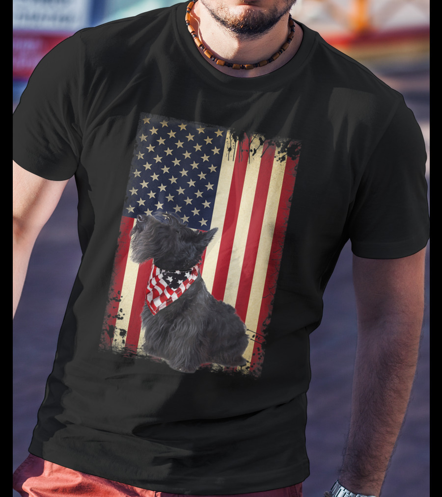 Scottish Terrier American Flag Bandana T-Shirt