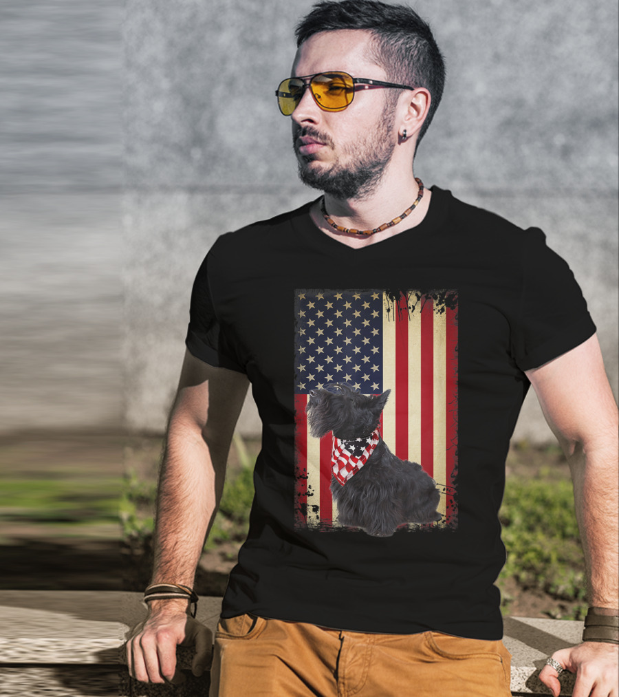 Scottish Terrier American Flag Bandana T-Shirt