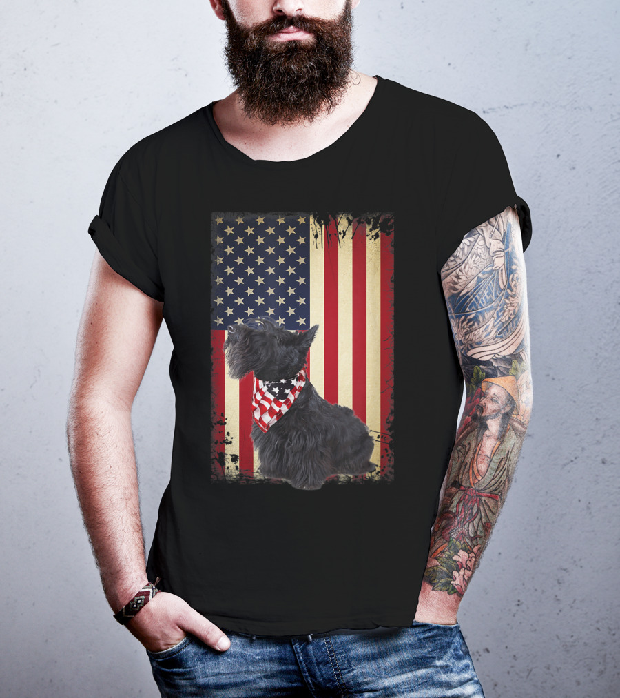 Scottish Terrier American Flag Bandana T-Shirt