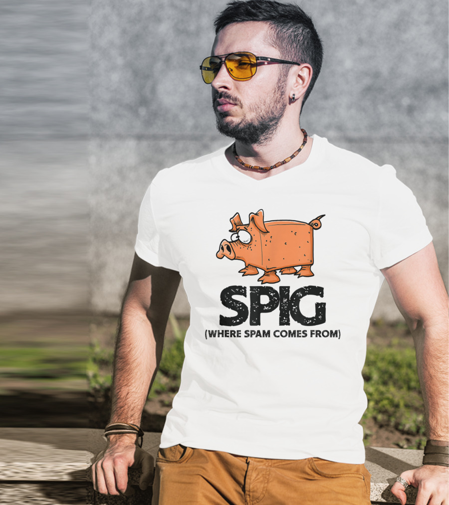 SPIG Where Spam Comes From Funny Pig Cartoon T-Shirt