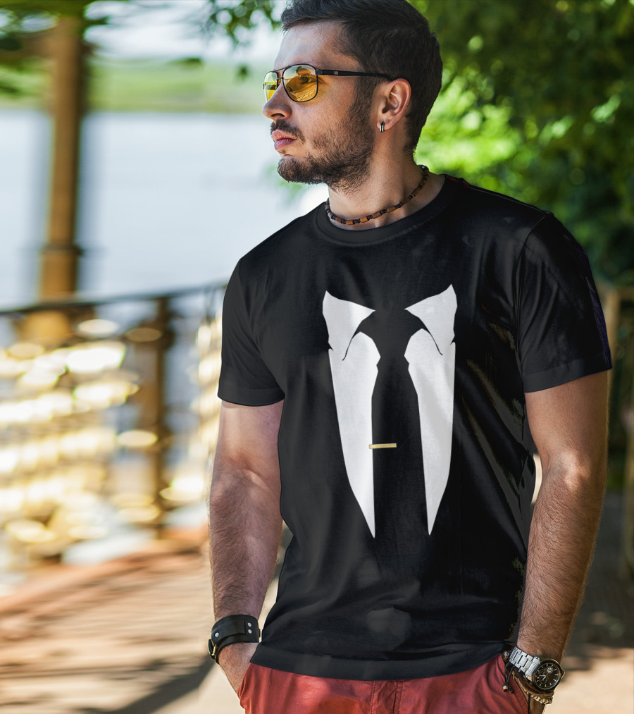 Tuxedo Suit Tie Wedding Prom Bachelor Ceremony T-Shirt