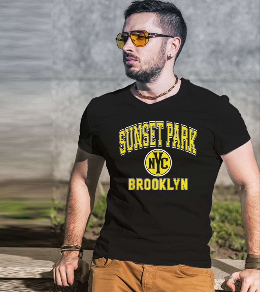 Sunset Park NYC Brooklyn Varsity Style Yellow T-Shirt