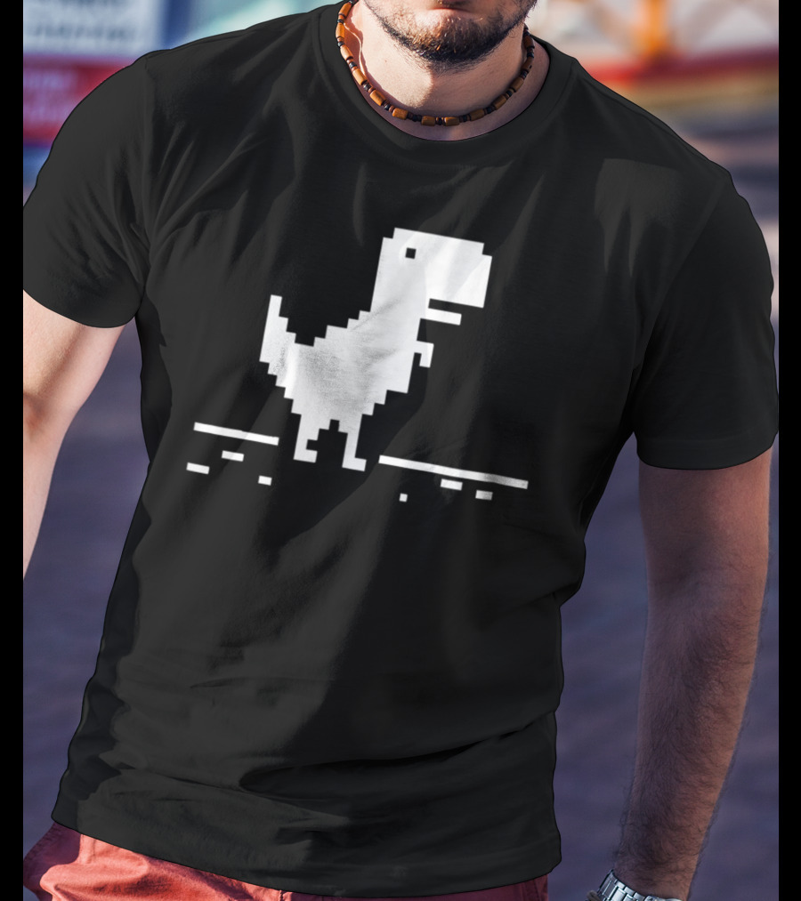 T Rex Pixel Dinosaur No Internet Game T-Shirt