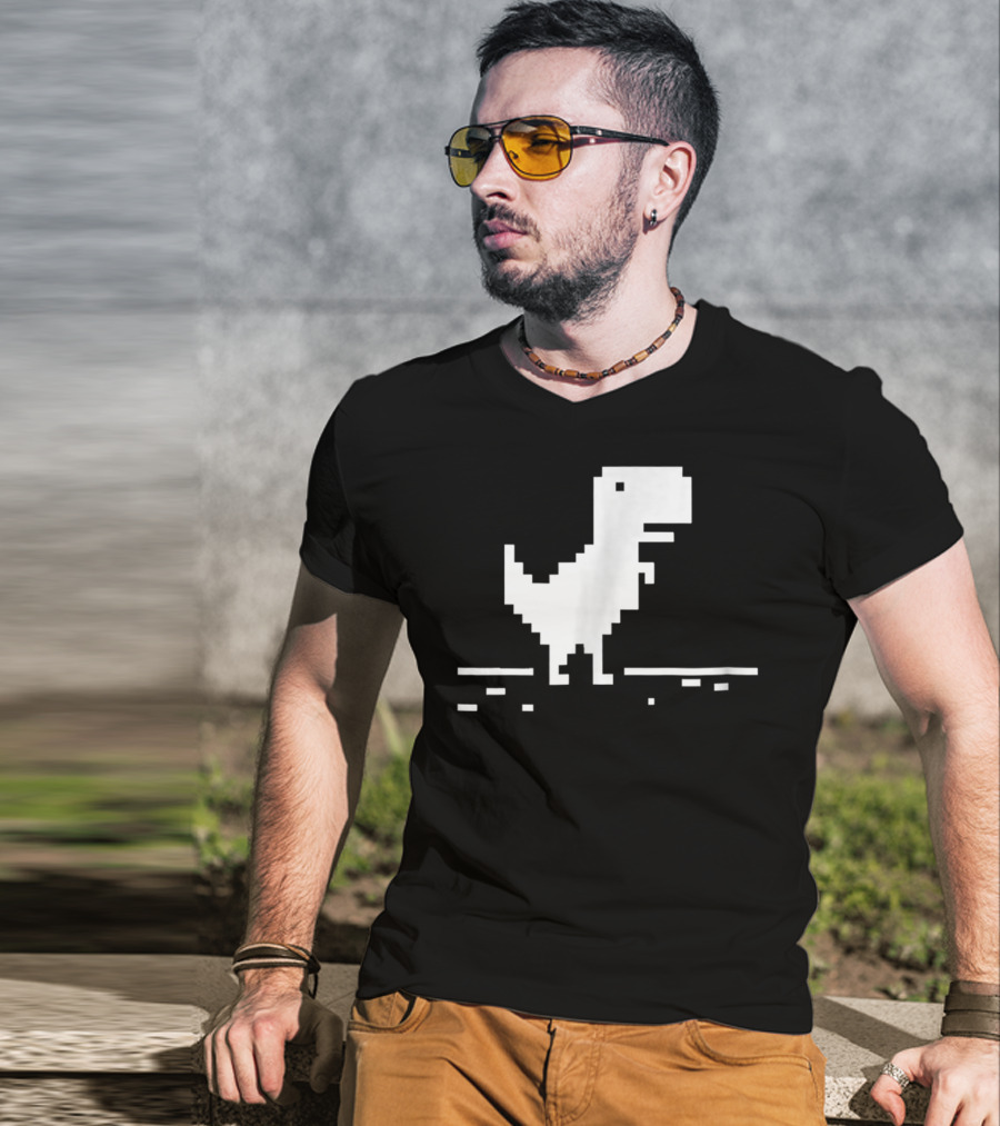 T Rex Pixel Dinosaur No Internet Game T-Shirt
