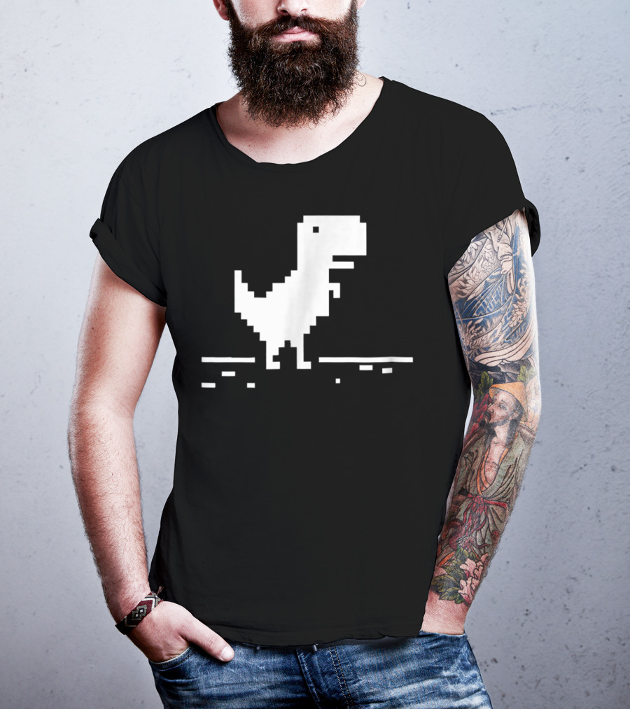 T Rex Pixel Dinosaur No Internet Game T-Shirt