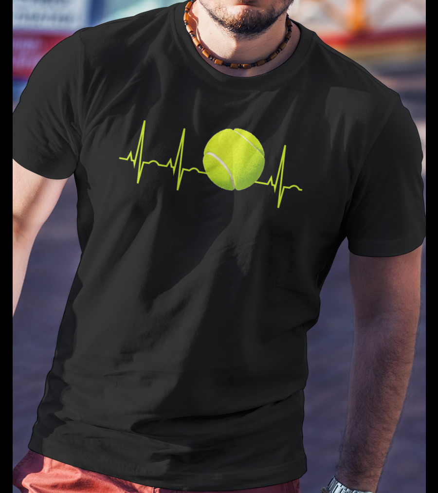 Tennis Lover Heartbeat Tennis Ball T-Shirt