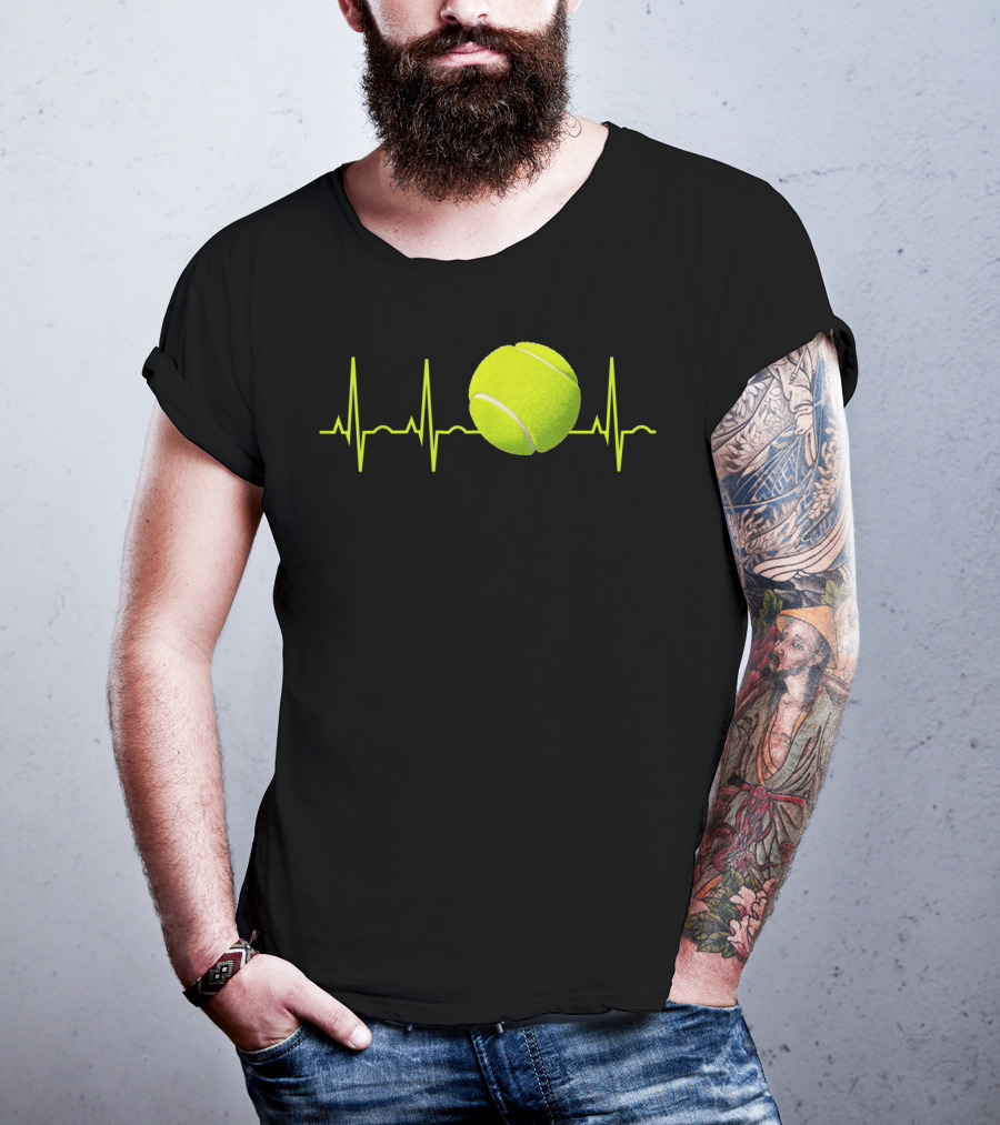Tennis Lover Heartbeat Tennis Ball T-Shirt