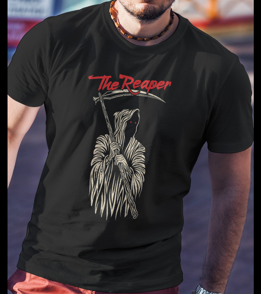The Reaper Cloaked Scythe Bearer With Red Eyes T-Shirt