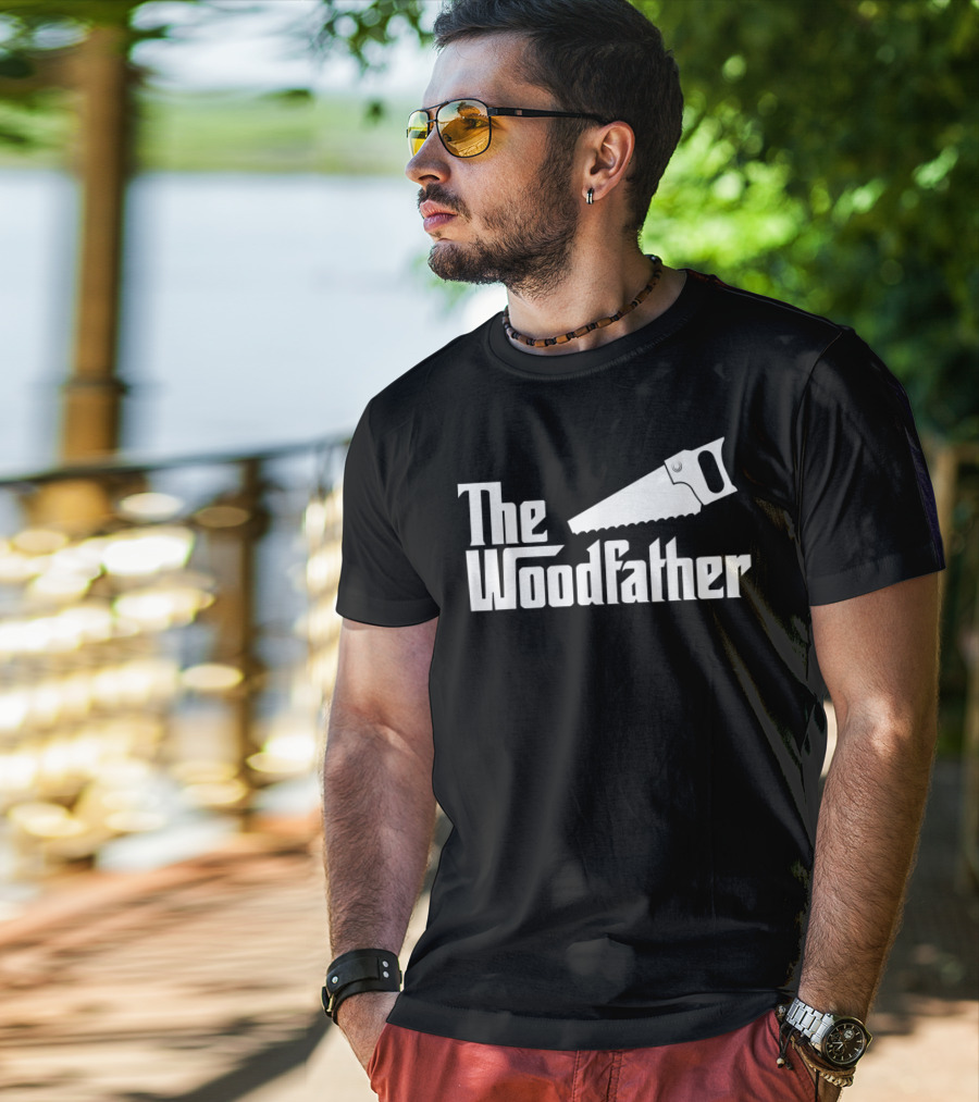 The Woodfather Carpenter Dad Woodworking Saw T-Shirt
