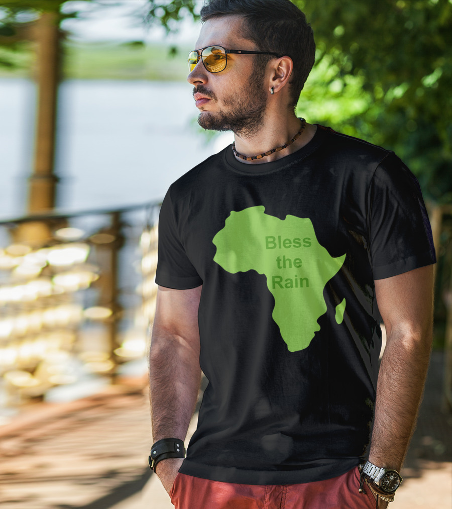 Toto Africa Bless The Rain Green Africa Shape T-Shirt