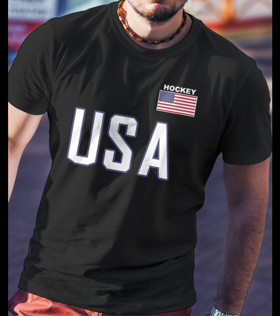 USA Flag Hockey Pocket Equipment Jacket T-Shirt