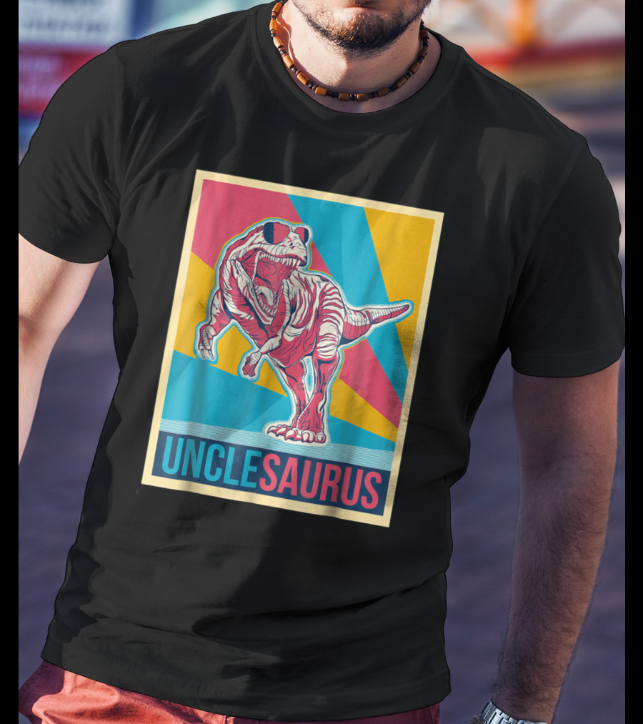 Unclesaurus Retro T-Rex Dinosaur Sunglasses Multicolor T-Shirt