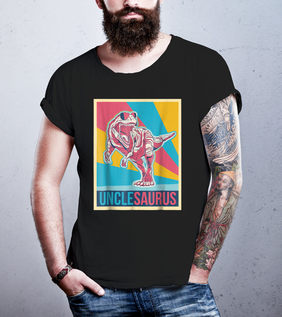 Unclesaurus Retro T-Rex Dinosaur Sunglasses Multicolor T-Shirt