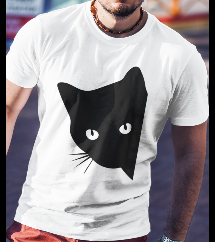 Cat Lover Ladies Spy Cat Hidden Peeking Cat T-Shirt