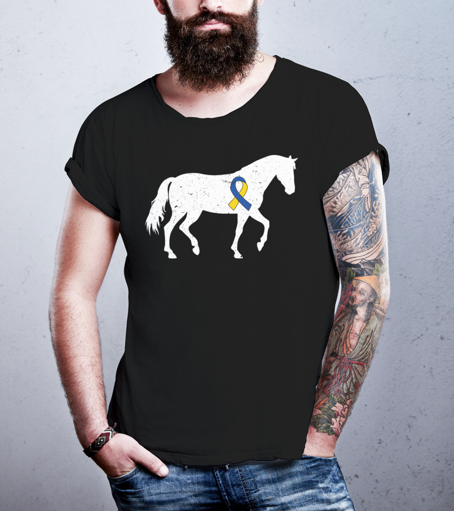Horse Down Syndrome Awareness Blue Yellow T-Shirt
