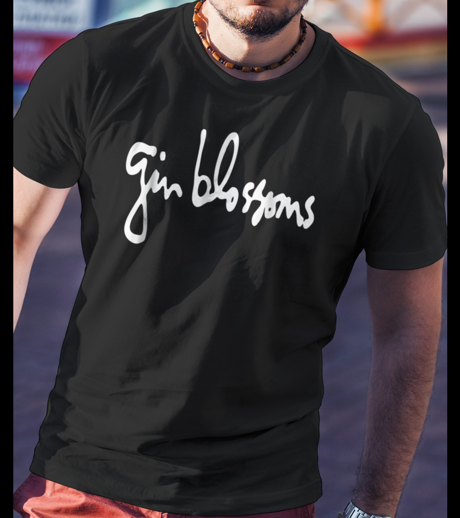 Gin Blossoms Band Name White Script T-Shirt