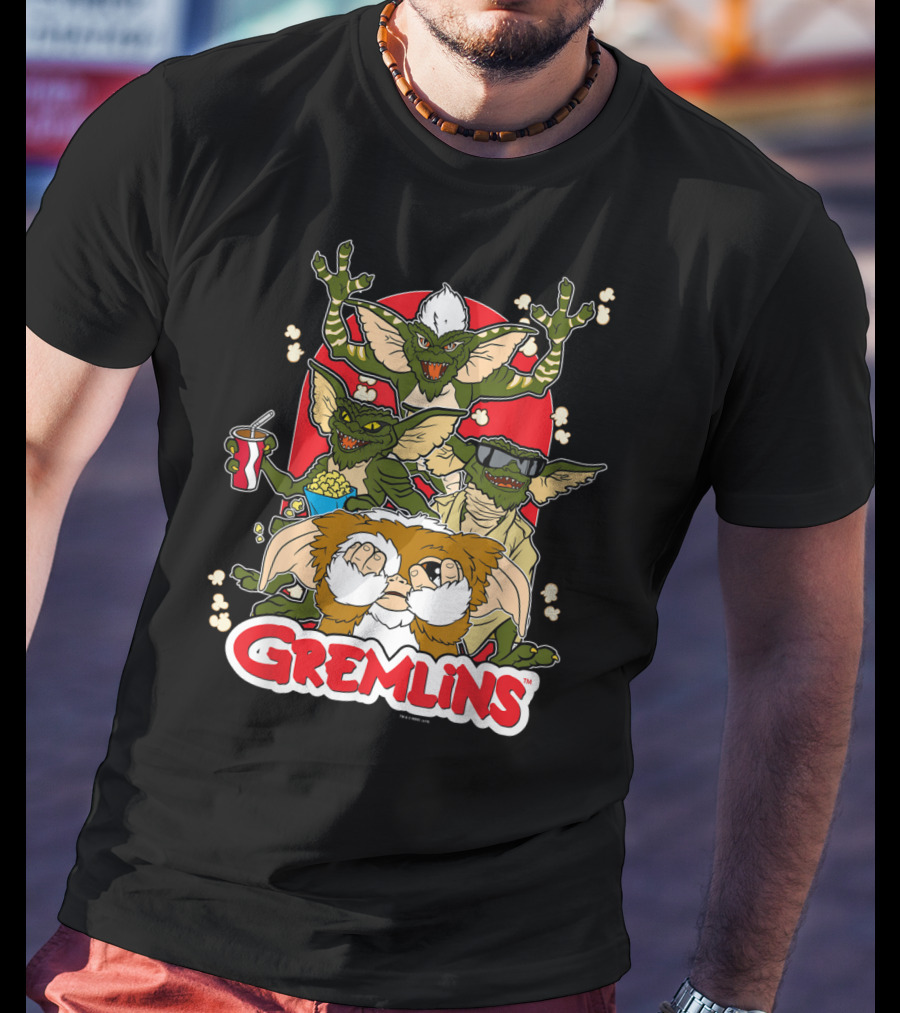 Gremlins Eating Popcorn Movie Snack Fun T-Shirt