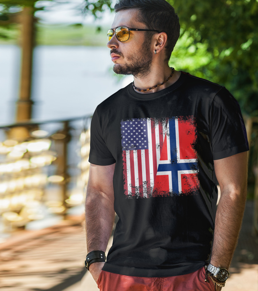 USA Norway Half Flag T-Shirt