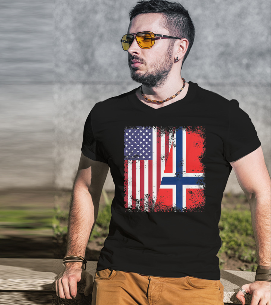 USA Norway Half Flag T-Shirt