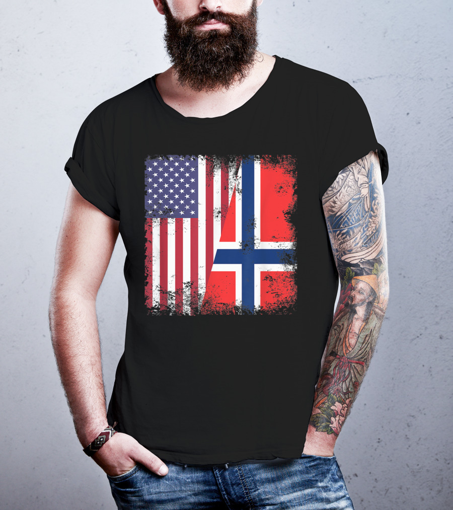 USA Norway Half Flag T-Shirt