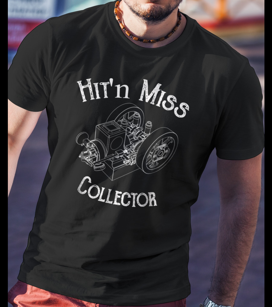 Hit 'n Miss Engine Collector Sketch Typography T-Shirt