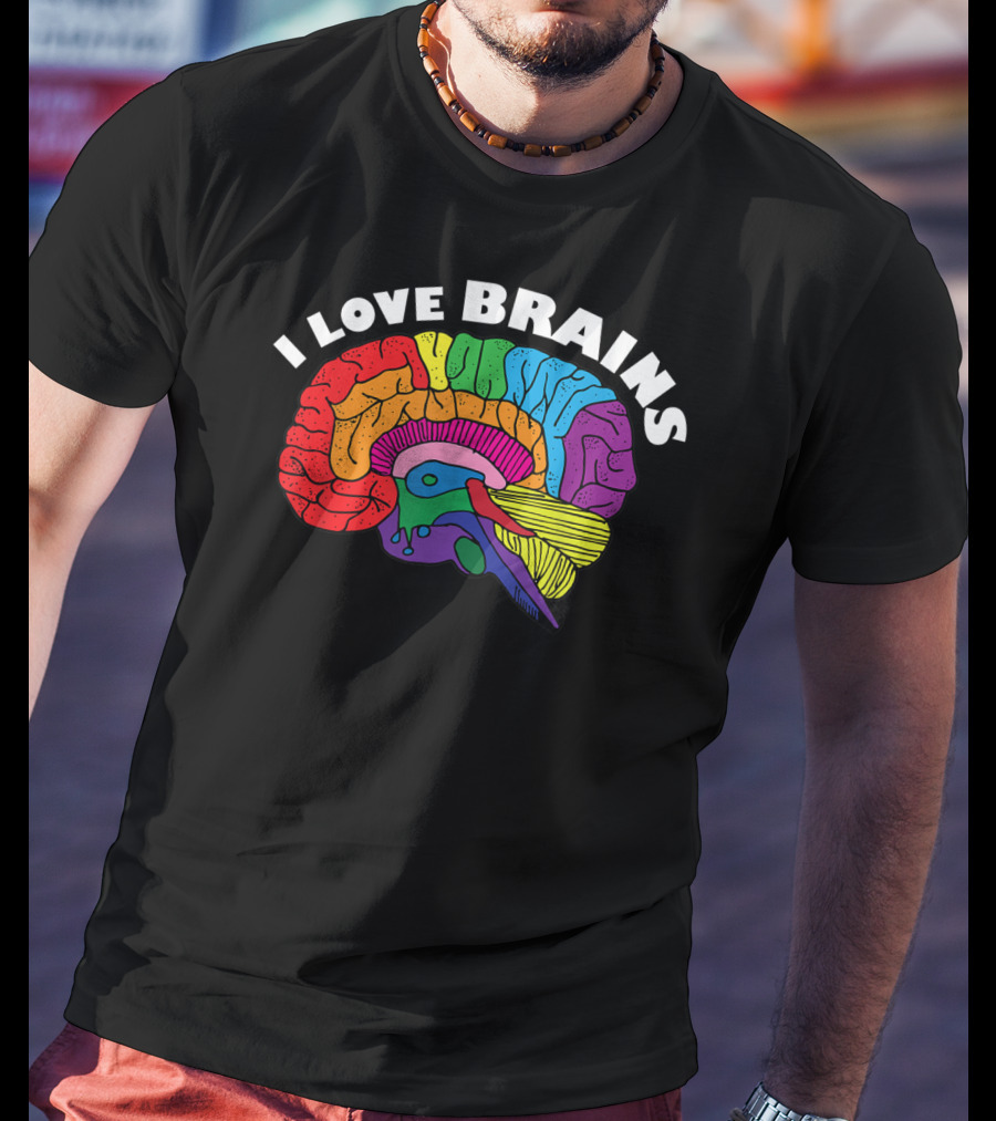 I Love Brains Neuroscience Neurologist Brain Lover Rainbow T-Shirt