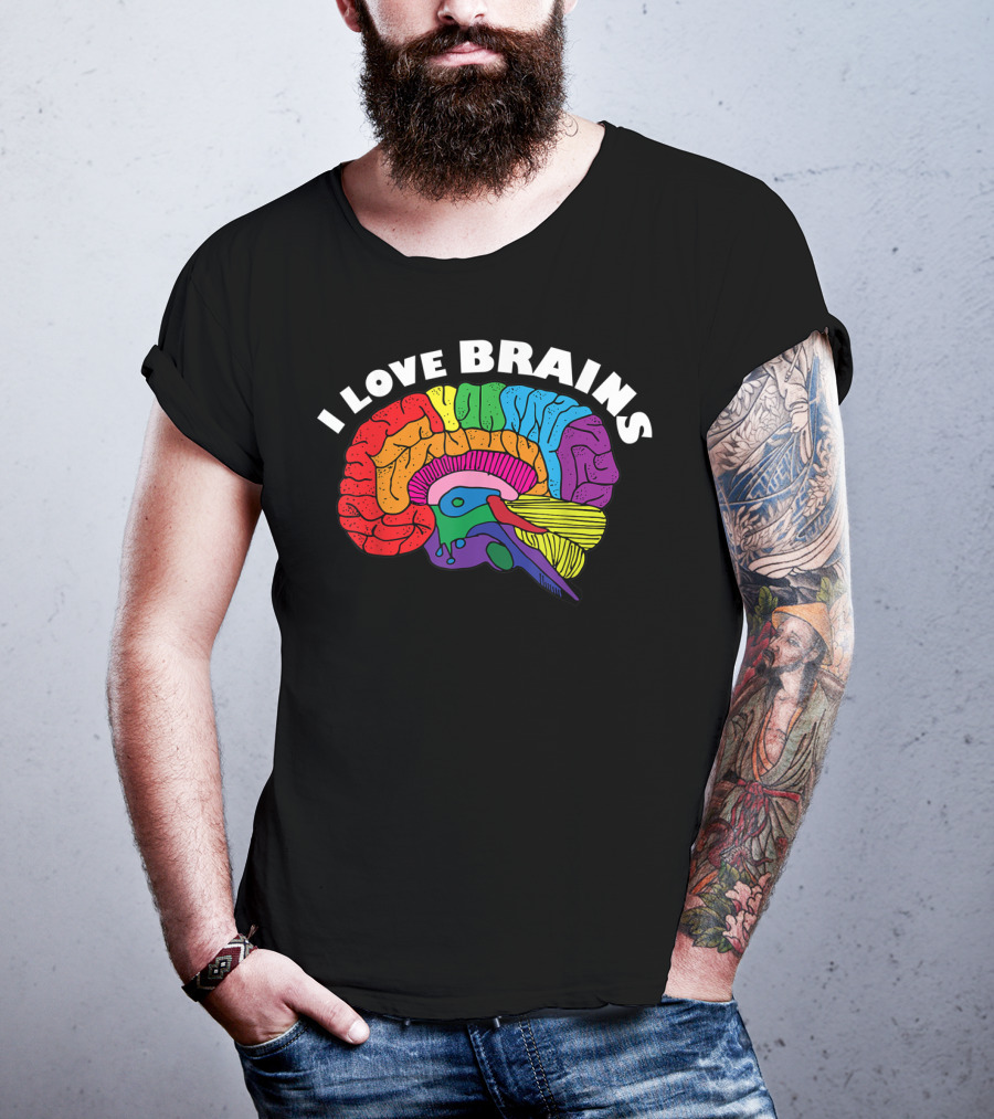 I Love Brains Neuroscience Neurologist Brain Lover Rainbow T-Shirt