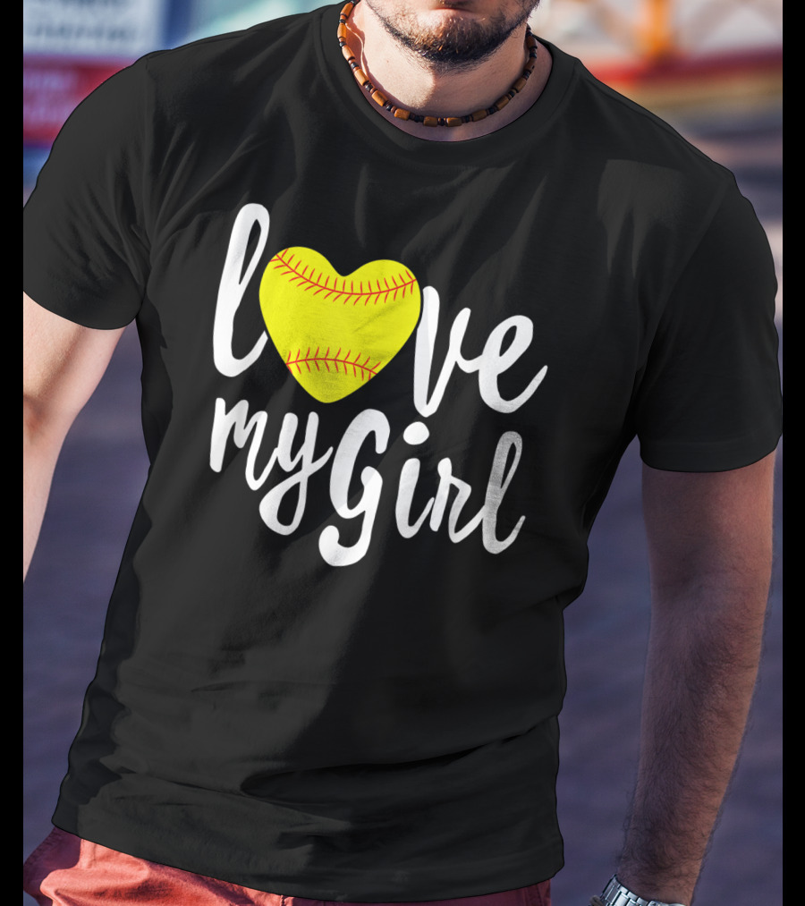 Love My Girl Softball Heart T-Shirt