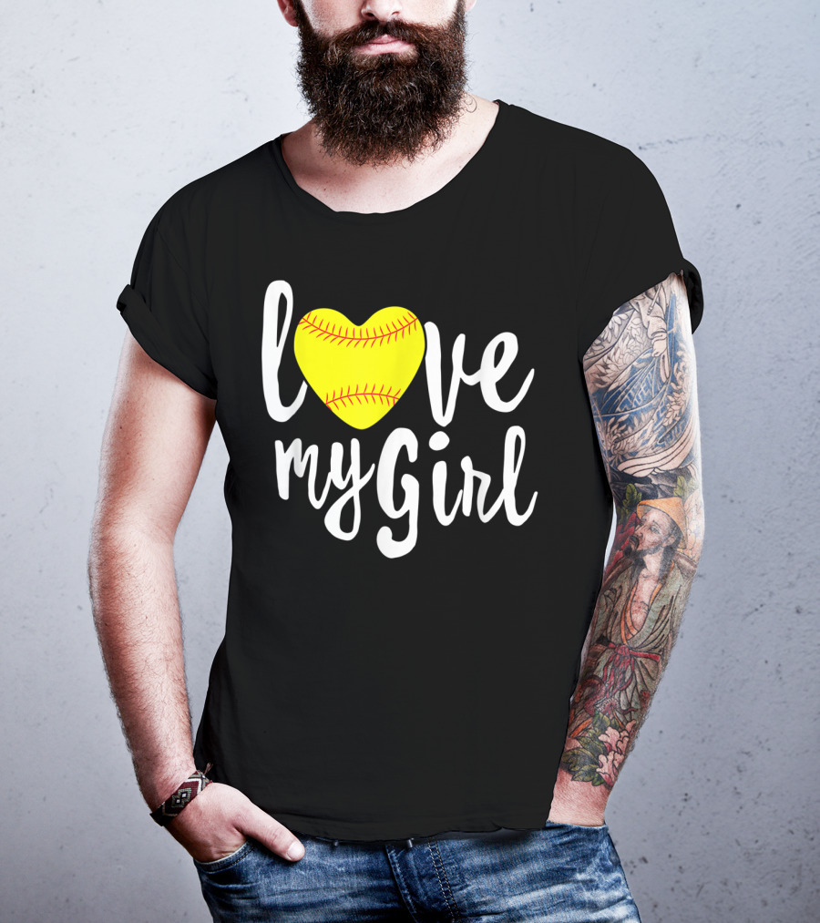 Love My Girl Softball Heart T-Shirt