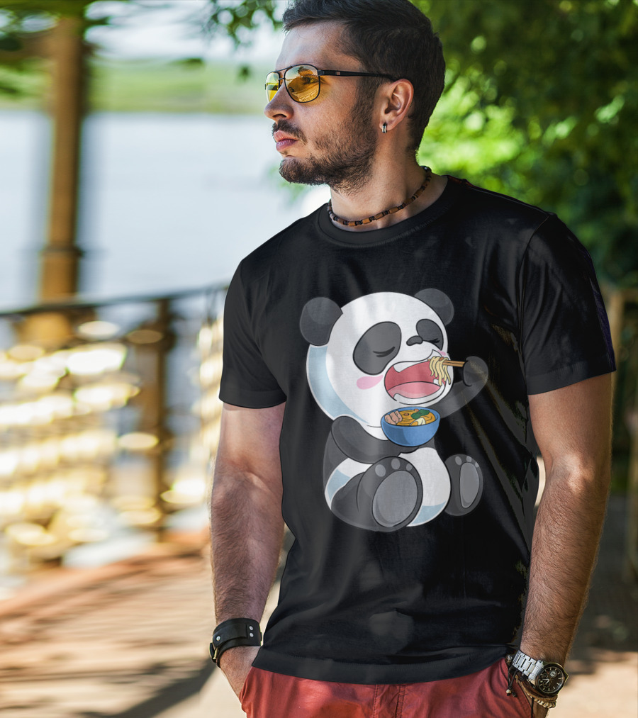 Ramen Eating Panda Bear With Japanese Noodles T-Shirt