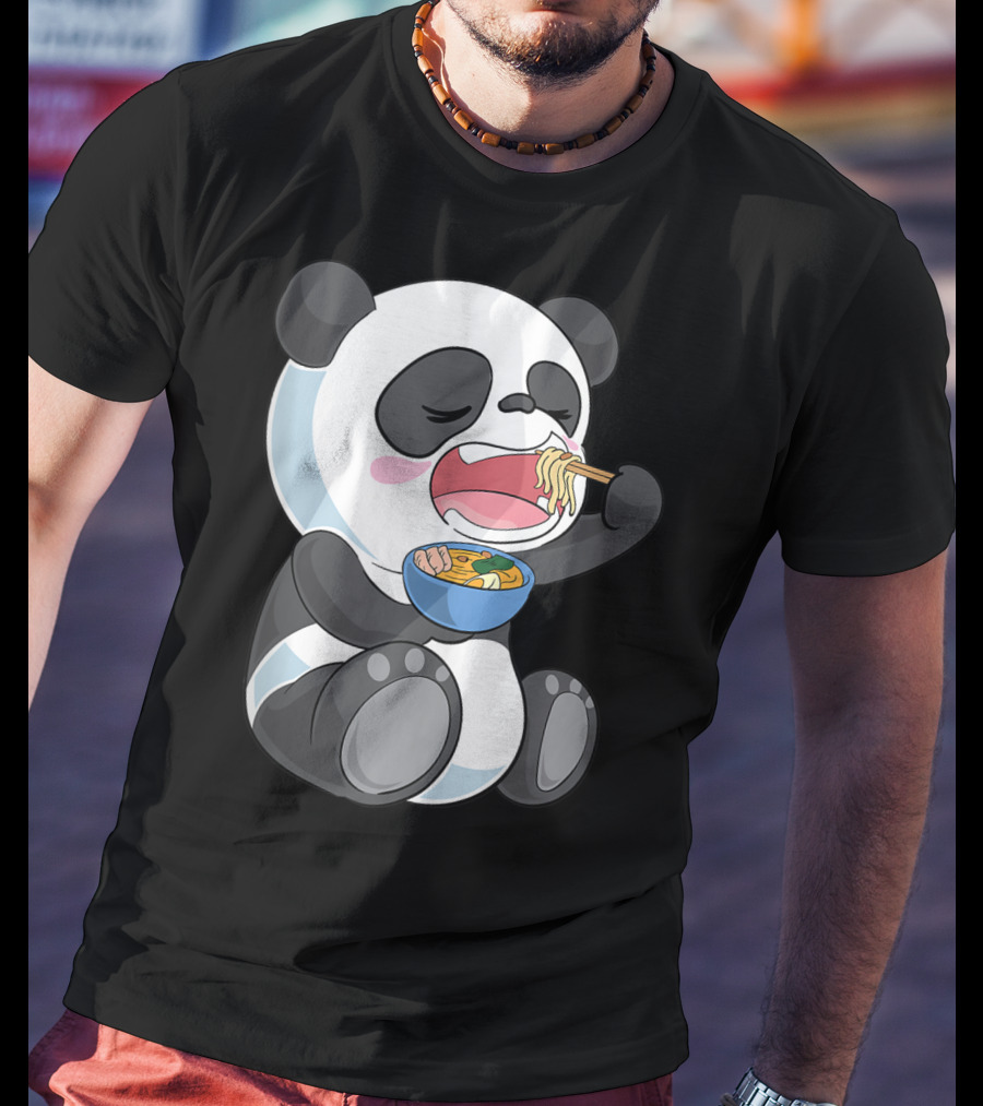 Ramen Eating Panda Bear With Japanese Noodles T-Shirt