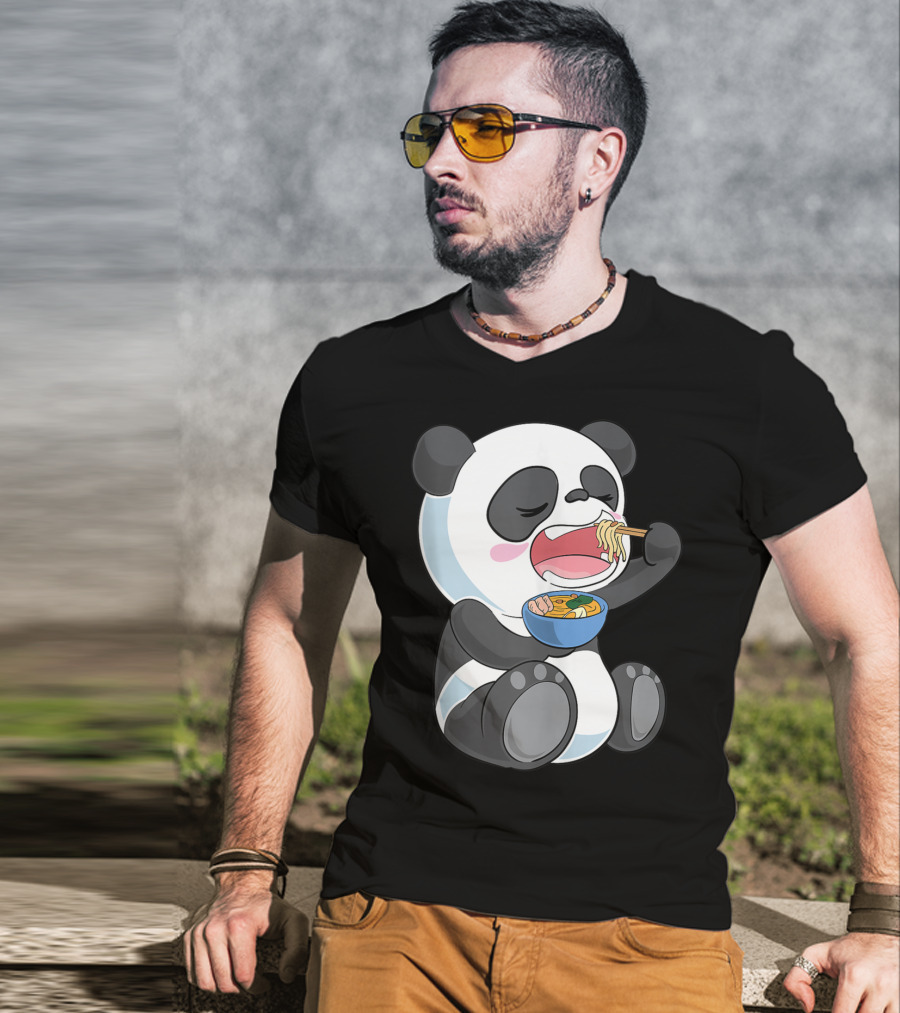 Ramen Eating Panda Bear With Japanese Noodles T-Shirt