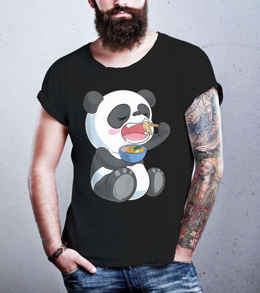 Ramen Eating Panda Bear With Japanese Noodles T-Shirt