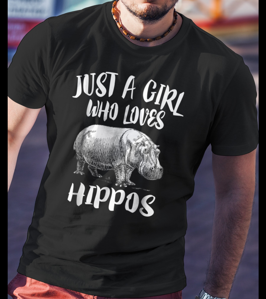 Just A Girl Who Loves Hippos Funny Animal T-Shirt