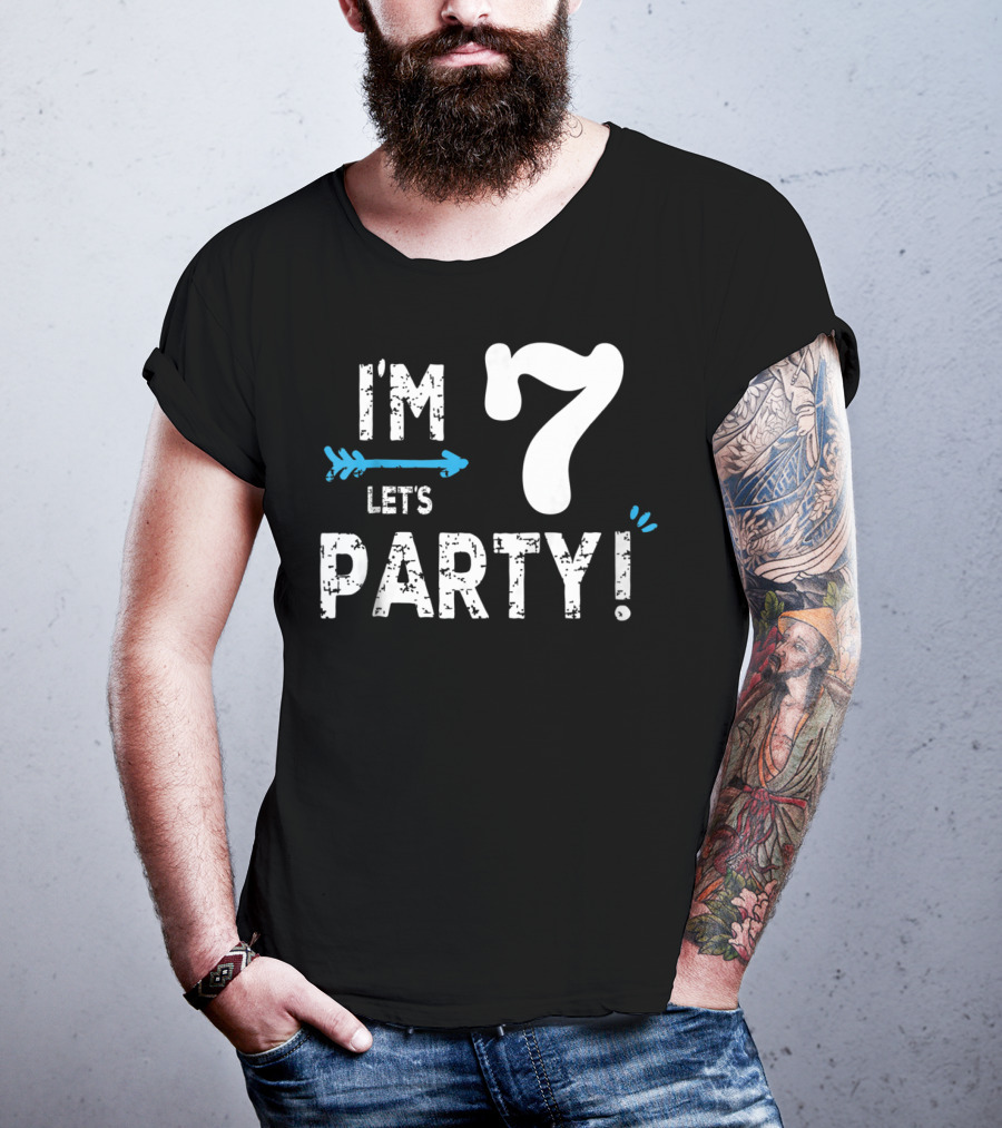 I'm 7 Let's Party Kids Birthday Boy 7th Birt T-Shirt