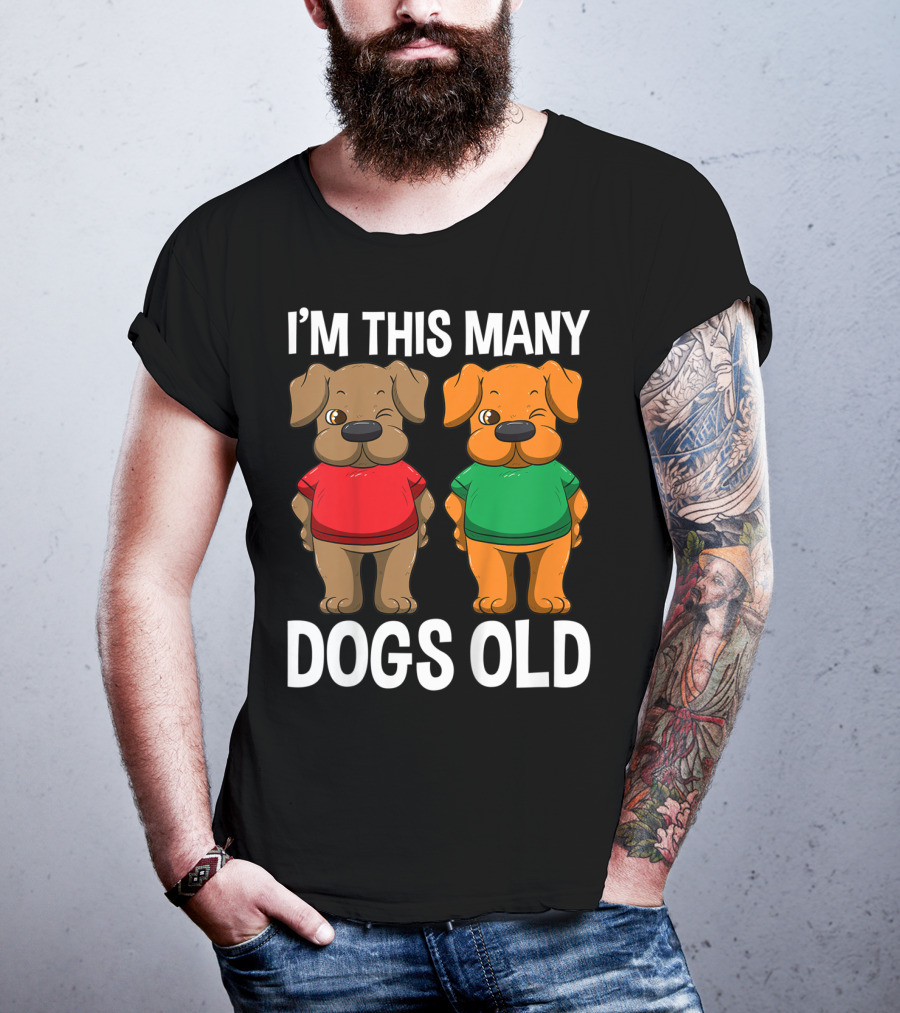 I'm This Many Dogs Old Cute Kids 2 Yr Boy Girl Birthday T-Shirt