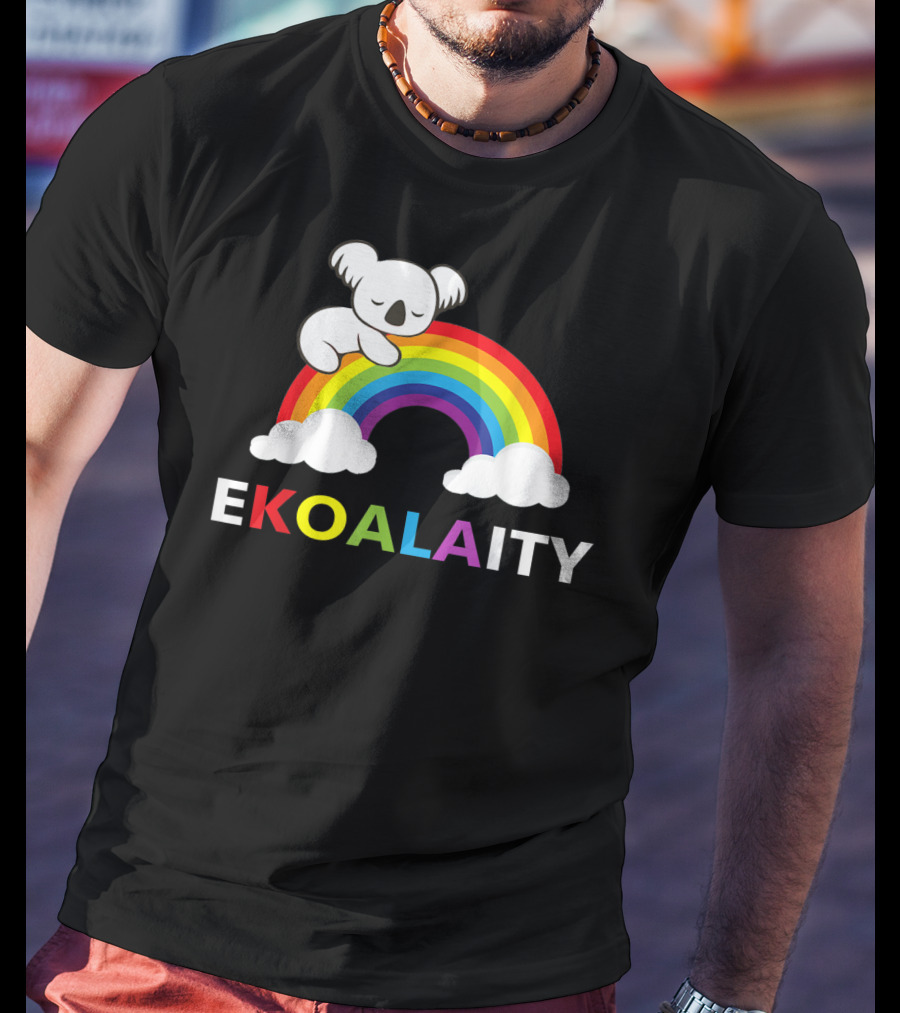 EKOALAITY Koala Rainbow Flag Gay Pride T-Shirt