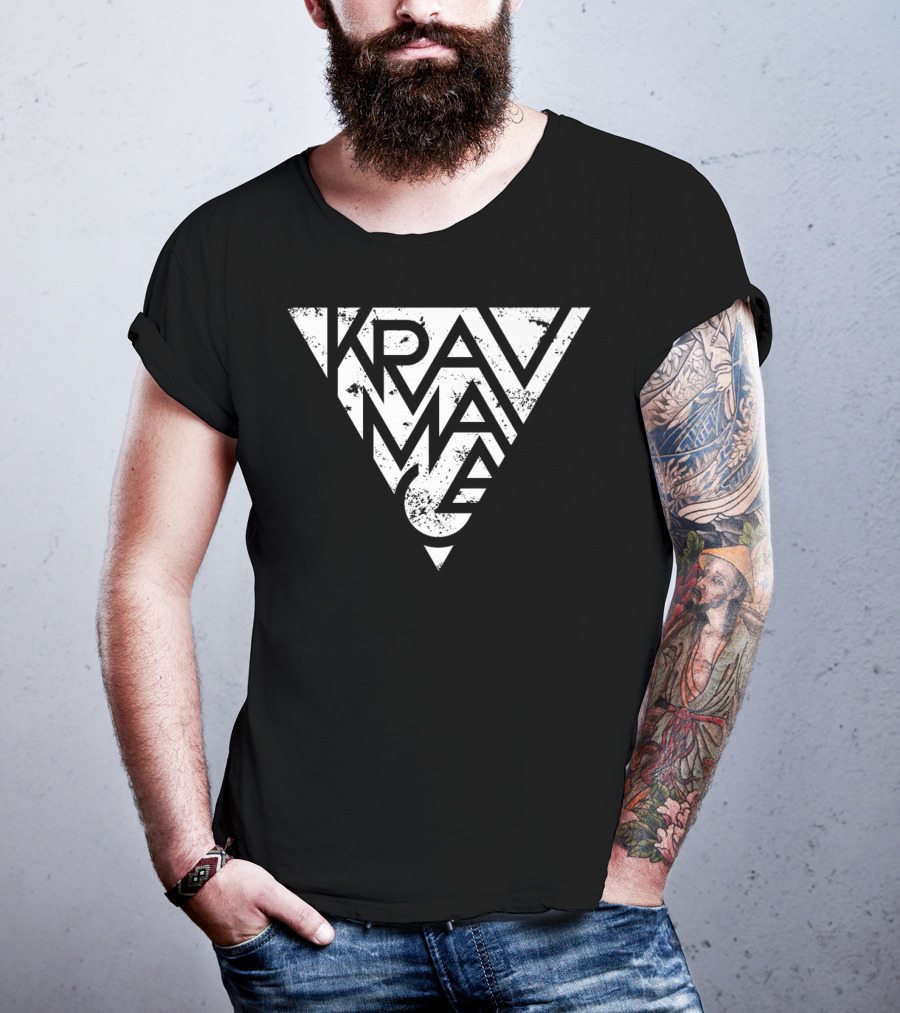 Krav Maga White Triangle Lettering Design Soft T-Shirt
