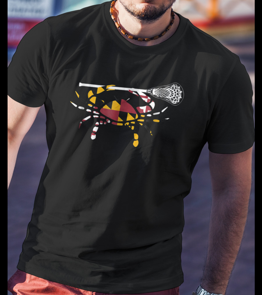 Maryland Crab Lacrosse Boys Stick LAX Sist Flag T-Shirt