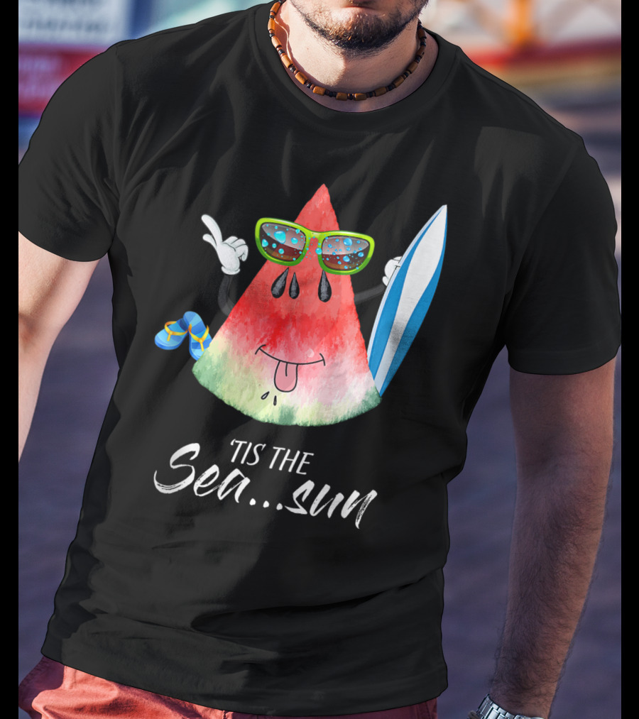 Tis The Sea Sun Melon Christmas Tree Summer Fun T-Shirt