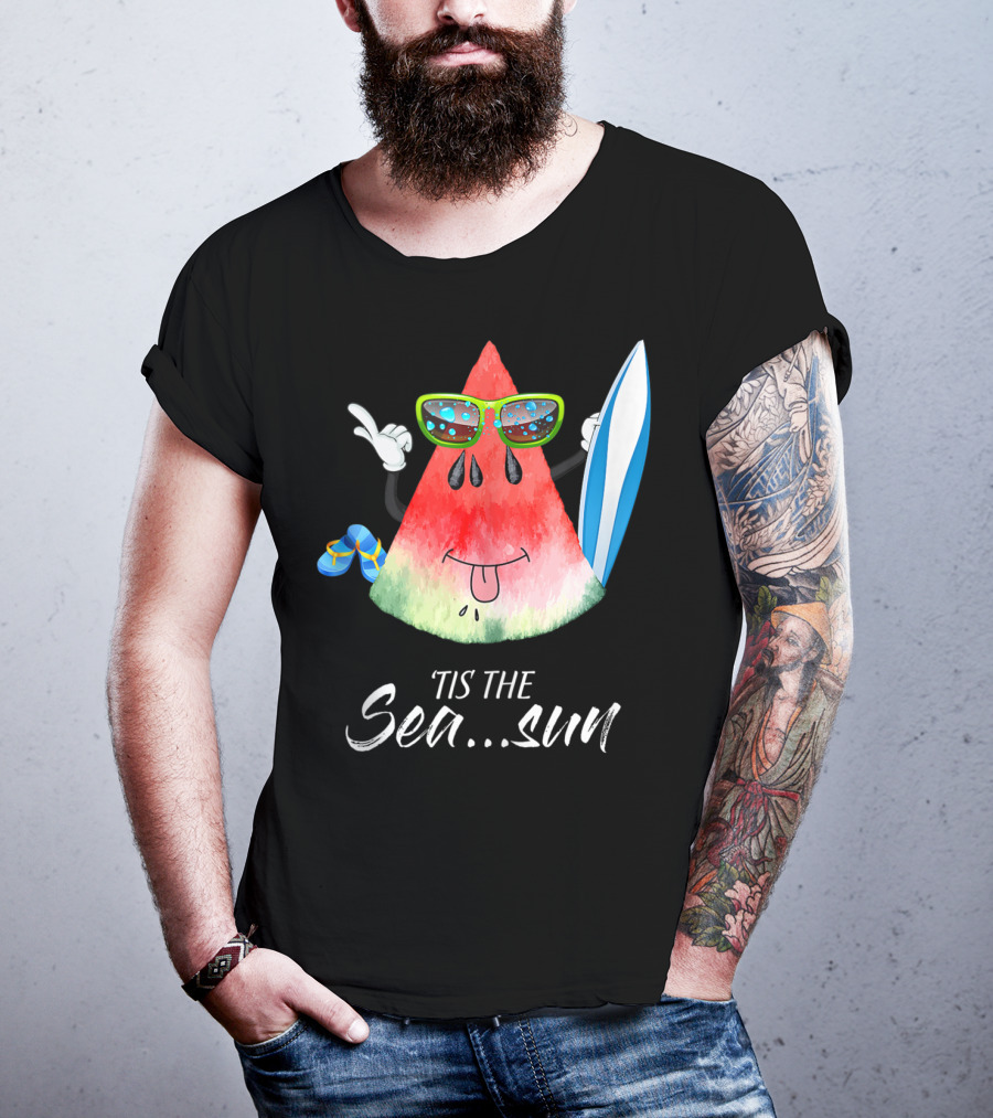 Tis The Sea Sun Melon Christmas Tree Summer Fun T-Shirt