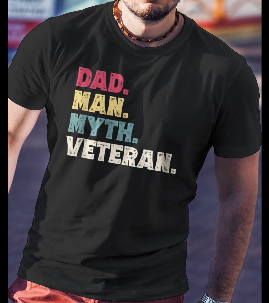 Dad Man Myth Veteran Father's Day Vinta T-Shirt