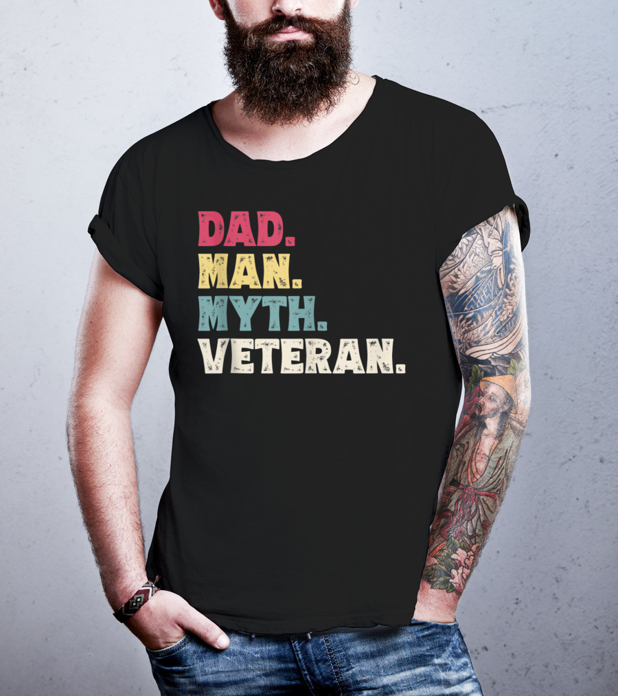 Dad Man Myth Veteran Father's Day Vinta T-Shirt