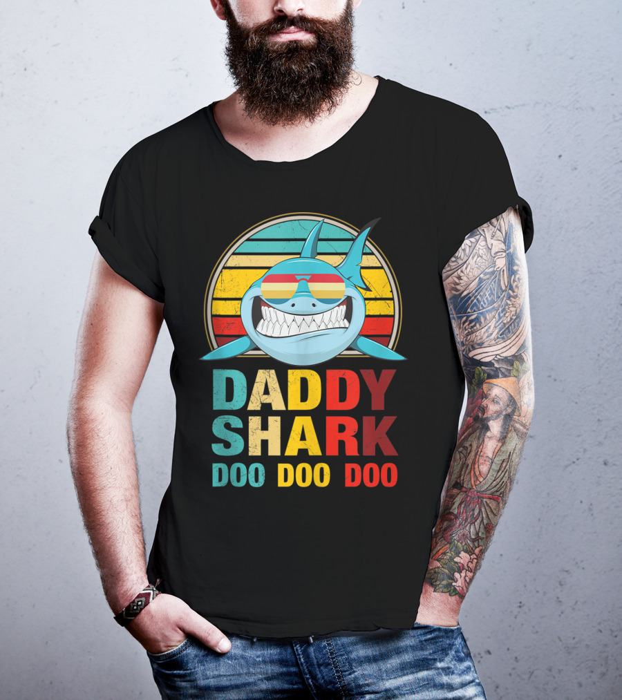 Daddy Shark Doo Doo Doo Mens Vintage T-Shirt