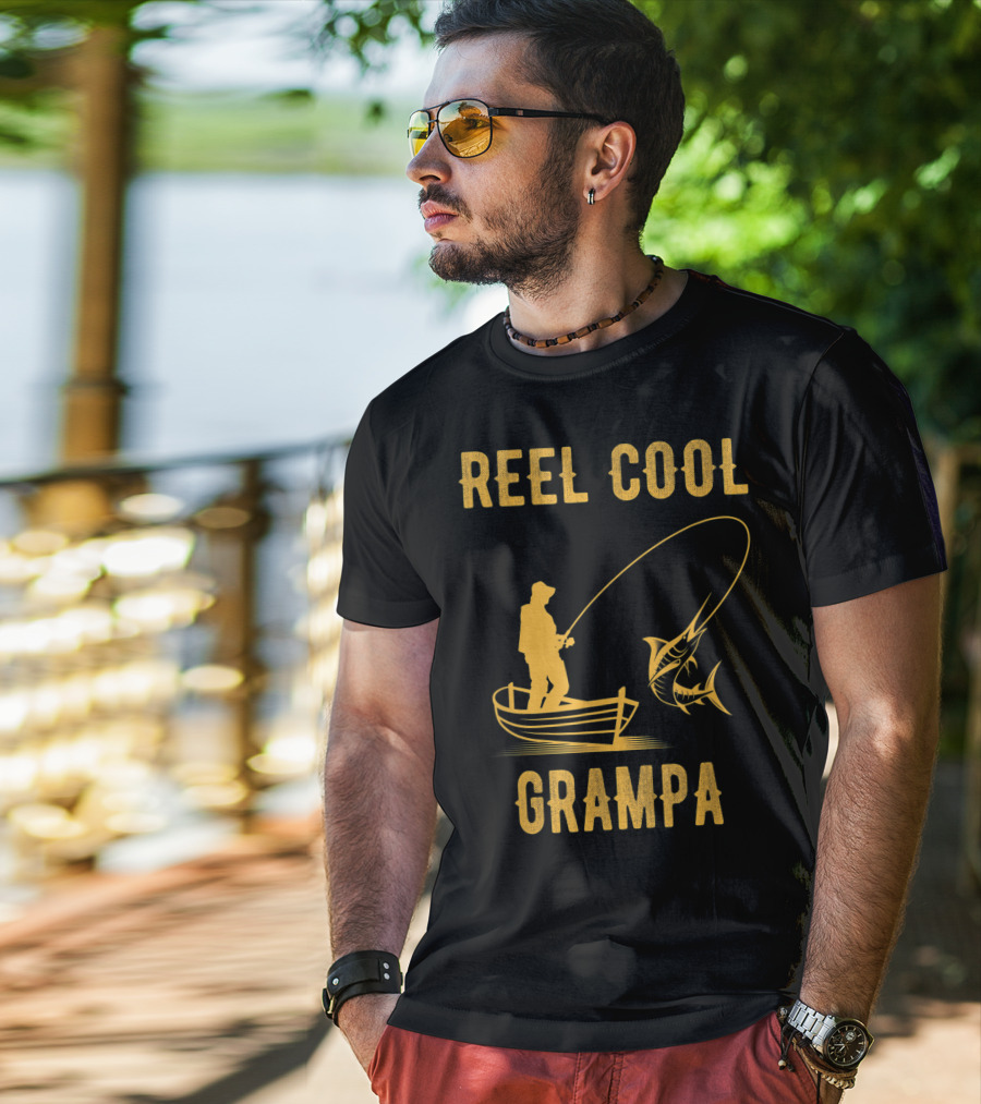 Reel Cool Grampa Fishing Boat And Catching Fish T-Shirt