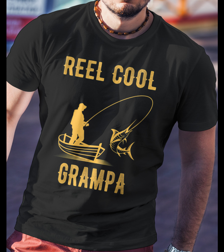 Reel Cool Grampa Fishing Boat And Catching Fish T-Shirt