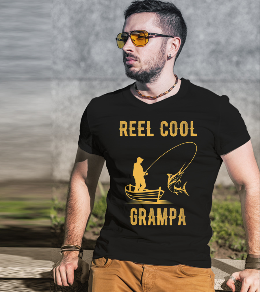Reel Cool Grampa Fishing Boat And Catching Fish T-Shirt